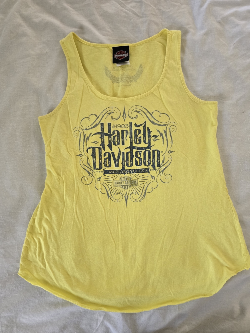 Harley-Davidson Women's Yellow Tank with Gray Logo Graphic